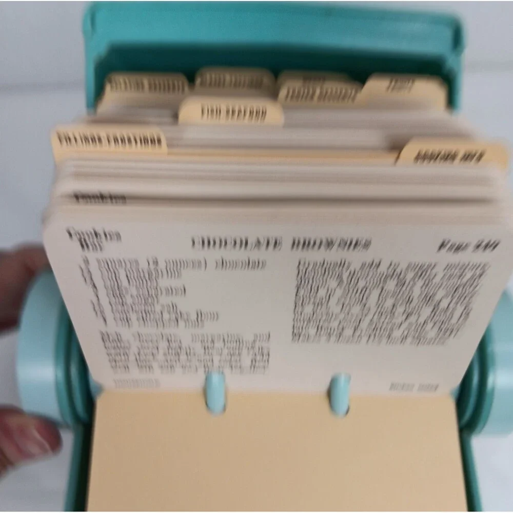 Vintage Household Hi-Speed Cookbook 1956 Rolodex Turn Style Recipe Turquois